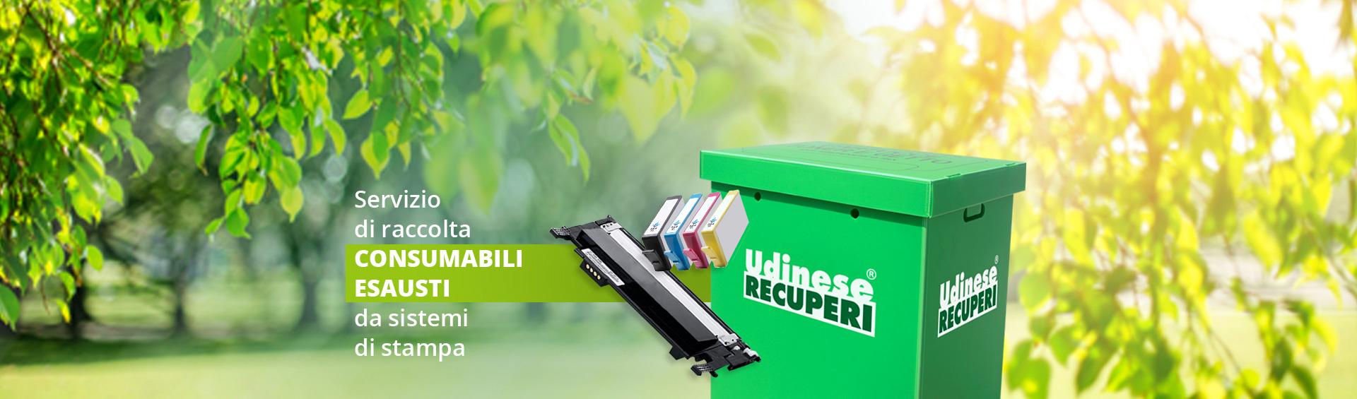 Udinese Recuperi eco-box raccolta differnziata cartucce e toner stampanti